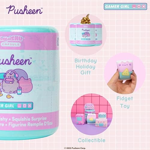 Hamee Pusheen The Cat [Gamer Girl Series] Cute Water Filled Squishy Toy [Birthday Gift Bags, Party Favors, Gift Basket Filler, Stress Relief Toys] – 1 Pc. (Mystery – Blind Capsule) thumbnail 3