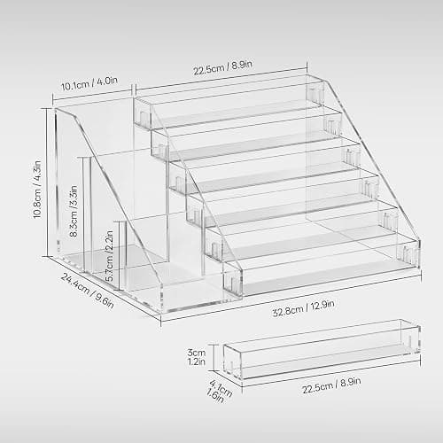 HBlife 6 Tier Nail Polish Organizer with Nail Supplies Organizer, Quick Assembly Clear Acrylic Nail Polish Holder Display Stand for Gel Polish (1 Pack) thumbnail 3