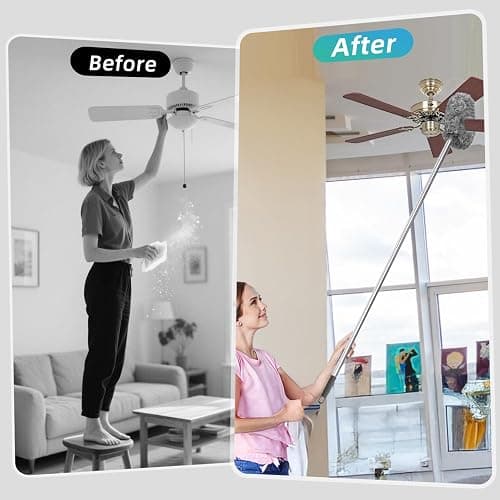 DRQ Ceiling Fan Cleaner Duster, Reusable Microfiber Duster with Extension Pole, 13 to 48 Inch Fan Blade Cleaner, Removable Dusters for Cleaning Walls Bookshelves Door Window Top (Grey) thumbnail 7