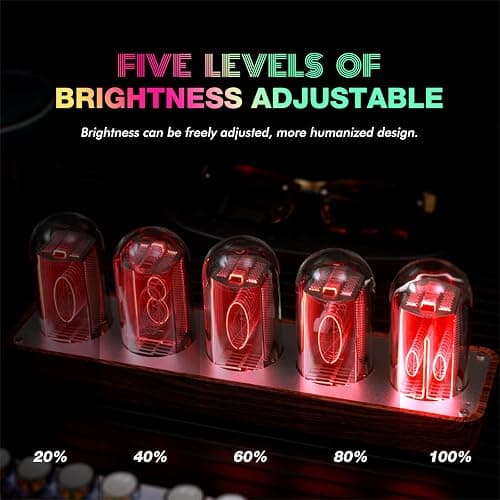 ClocTeck Nixie Tube Clock Walnut Digital Clock, Support Wi-Fi Time SYNC, Alarm & Timer, 12/24H Display, A Retro Gift for Friends (Wood Grain) thumbnail 6