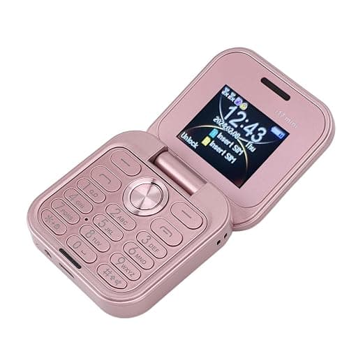 Brrnoo Flip Small Cell Phone Dual Nano SIM Media Player HD Rear Camera LED Flashlight GSM Network Seniors (Pink) thumbnail 4
