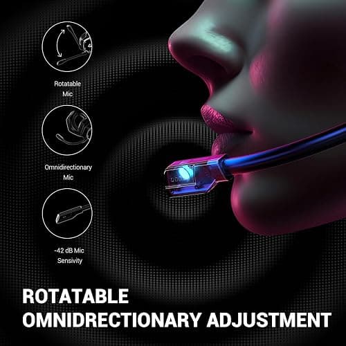 EKSA E1000 USB Gaming Headset for PC, Computer Headphones with Microphone/Mic Noise Cancelling, 7.1 Surround Sound, RGB Light - Wired Headphones for PS4, PS5 Console, Laptop, Call Center thumbnail 3