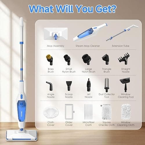SENMO Steam Mop, 14-in-1 Detachable Steam Cleaner for Home and Floor, 1300W 228°F Deep Cleaning MultiPurpose Floor Steamer with 14 Attachments for Hardwood Floors, Tile, Grout, Furniture, Carpet, Wall thumbnail 9