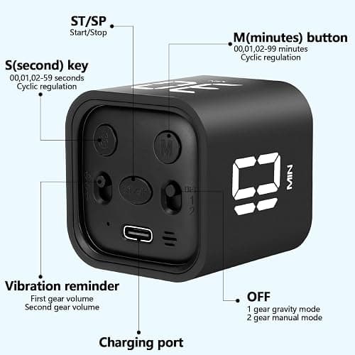 Pomodoro Timer Cube Countdown Timer Zeitmanagement Wird fur BüRo, Studium, Kinder, KüChenkochen, Bewegung Verwendet thumbnail 5
