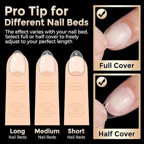 Luckyfairy Extra Short Almond Fake Nails, 504pcs Soft Gel Pre-Shaped Acrylic Nail Tips, Half Matte Full Cover Clear Gelly Press on Flase Nail Tips for Extension Nail Manicure Home DIY 12 Sizes thumbnail 8