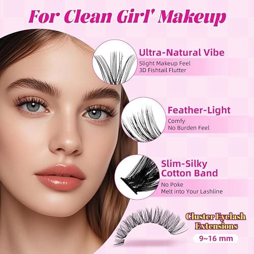 WLF Lash Clusters, 640 Pcs 4 Style 30D+40D+50D+60D Natural Cluster Lashes Individual Lashes D Curl Eyelashes Cluster Extensions DIY Wispy Fluffy Clusters Eyelash Extensions False Eyelashes(Mix9-16 mm) thumbnail 2