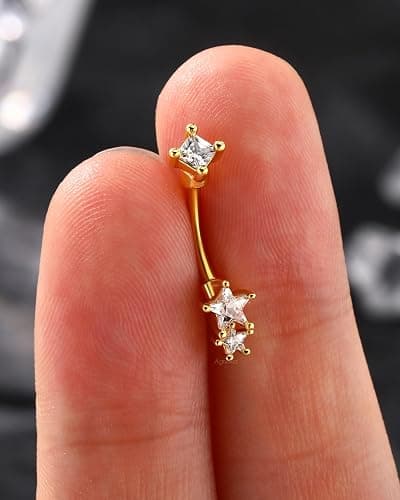 Agrewd Minimalist Star Rook Earrings 16G Eyebrow Jewelry Surgical Steel Rook Piercing Jewelry Belly Button Ring Curved Barbell thumbnail 7