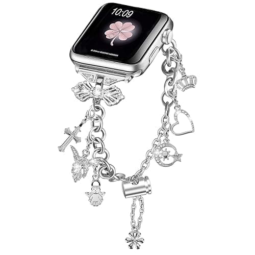 NYENEIL Compatible with Apple Watch Ultra Band 38MM 40MM 41MM 42MM 44MM 45MM 46MM 49MM Series 10 9 8 7 6 5 4 3 2 1 Smartwatch wistband Bracelet Strap Lucky clover Bracelet iWatch Band for Women - Image 1