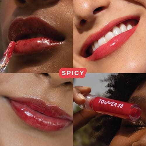 Tower 28 ShineOn Lip Jelly, SPICY, Non-Sticky, Hydrating Vegan Lip Gloss in Sheer-ish Red, Moisturizing Apricot and Raspberry Seed Oil, Clean, Cruelty Free thumbnail 2