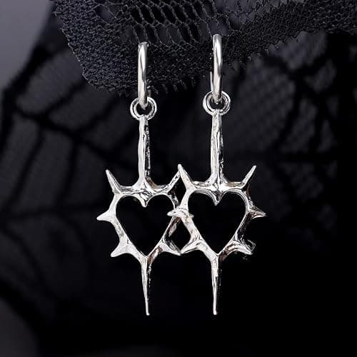 Frigotine Gothic Hoop Dangle Drop Earrings for Women, Trendy Dark Black Y2k Punk Halloween Party Accessories Fashion Jewelry Gift thumbnail 6