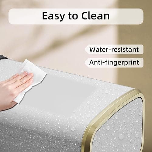 KHMMGK 8L/2.1 Gallon Small Bathroom Trash Can with Lid, Swing-Top Rectangular Waste Bin, Stainless Steel Garbage Can for Home, Office, Toilet, Bedroom, Living-Room (White) thumbnail 5