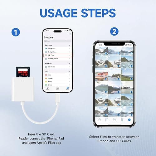 (Apple MFi Certified) Lightning to SD Card Camera Reader for iPhone,Trail Camera Viewer SD Memory Card Reader Adapter Compatible with iPhone 14/13/12/11/XS/XR/X/8/7/iPad,Plug and Play thumbnail 5