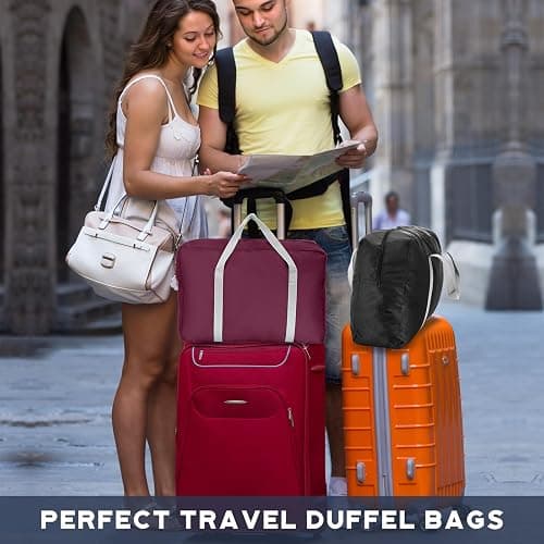 Sweetude 36 Pcs Foldable Travel Duffel Bag Bulk Waterproof Carry Luggage | Lightweight with Trolley Sleeve, Collapsible Weekender for Gym Sport Vacation Donations, Easy Storage Luggage thumbnail 2