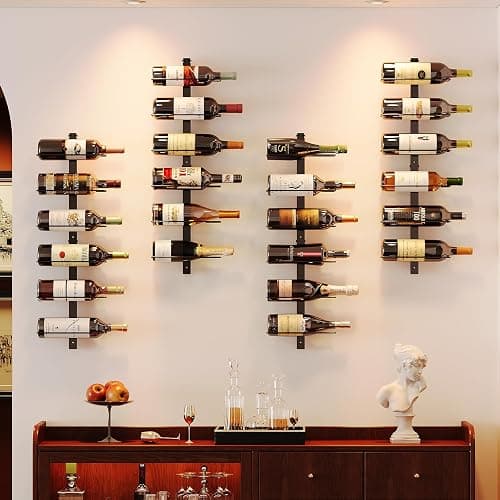 12 Bottle Wall-Mounted Wine Rack, Detachable Storage Organizer Used as One or Four, DIY Wall Hanging Bottle Holder, for Dining Room, Bar, Wine Cellar - Image 1