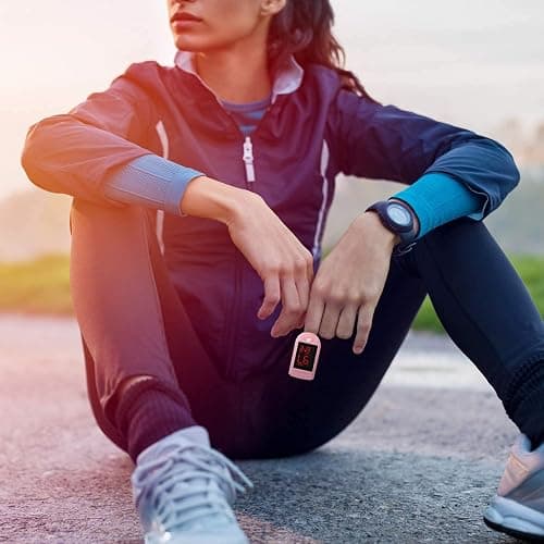 Zacurate Pro Series 500DL Fingertip Pulse Oximeter Blood Oxygen Saturation Monitor with Silicone Cover, Batteries and Lanyard (Blushing Pink) thumbnail 5