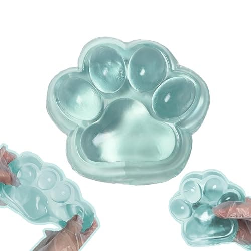 Chicooan Large Cat Paw Taba Squishy Squeeze Toys 5-inch Green Cute Fufu Squishy Sensory Stress Relief Fidget Toys for Party Favors Sensory Anxiety Toys for Adults (Transparent Green) - Image 1