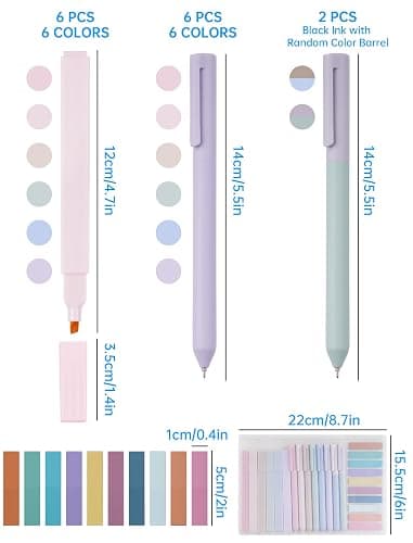 NiArt 14 Textmarker Pastell Set, Morandi Farben, Kein Durchbluten Bibelmarker & Gelstifte, Aesthetic Bible Marker mit Haftnotizen und Aufbewahrungsbox, Perfekt für Journal, Bibel, Schulbedarf thumbnail 3