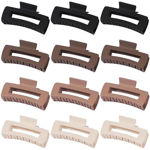 Sisiaipu 12 Pcs Large Hair Claw Clips for Thick Hair, 4.1 x 2.1 x 1.2 Inch, Square Hair Clips Jumbo Jaw Clips, Bulk Hair Accessories for Women and Girls - Brown thumbnail 5