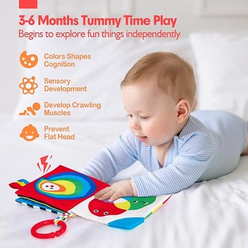 hahaland Baby Books 0-6 Months - 2PCS Infant Tummy Time Babies Toy | Newborn High Contrast Visual Development Sensory Book Baby Girl Boy Shower Birthday Easter Basket Stuffers thumbnail 5