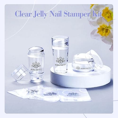 BORN PRETTY French Tip Nail Stamp 6PCS Art Stamper With Scrapers | Silicone Stamping Long & Short Jelly Stamper Kit for French Manicure Home DIY Art Salon thumbnail 7