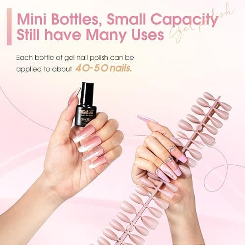 ROSALIND 24pcs Jelly Gel Polish Set with Gel Base and Matte Glossy Glitter Top Coat, 20 Colors Neutral Jelly Pink nude Sheer White Color Soak Off UV Gel Set Salon DIY thumbnail 3