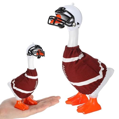 FNANJWQ 7 Inch Mini Desk Goose Outfits, Football Tabletop Goose Rugby Clothes & Helmet Desk Costumes Accessories Magnetic Geese Statue Key Holder Clothes for Table Decoration - Image 1