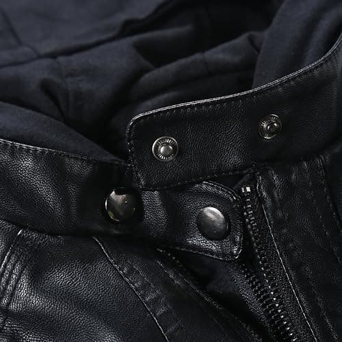 Tanming Womens Faux Leather Jacket Hooded Moto Biker Coat Outerwear Fall Fashion Outfits Winter Clothes thumbnail 2