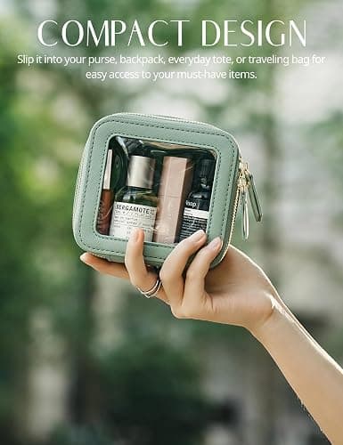 Popvibe Clear Makeup Bag Travel Cosmetic Case Transparent Toiletry Bag with Zipper, Portable Make Up Organizer Traveling Compact Car Bag for Essentials thumbnail 5