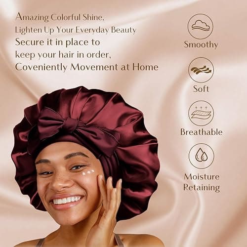 YANIBEST Silk Bonnet for Sleeping Women Adjustable Double Layer Satin Bonnet Reduce Friction Prevent Frizz Natural Curly Hair thumbnail 3