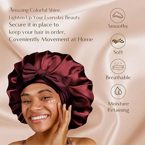 YANIBEST Silk Bonnet for Sleeping Women Adjustable Double Layer Satin Bonnet Reduce Friction Prevent Frizz Natural Curly Hair thumbnail 4
