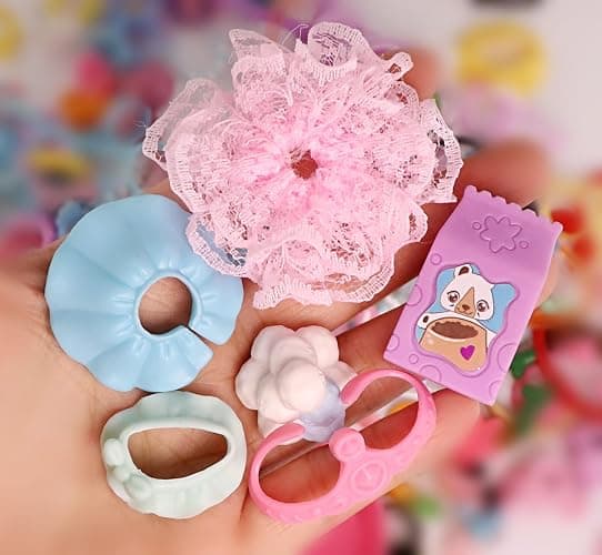 Random Accessories Pack, Mixed Outfit Clothes Hat Glasses Wings Bow Skirt Collar Food Drink Decor Set for LPS Shorthair Cat Collie Dachshund Husky Puppy Dog Deer Figures (17 pcs Random) thumbnail 3