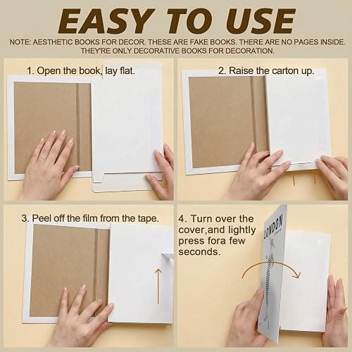 Decorative Books Set of 3, Faux Coffee Table Books for Home Decor | Set of 3 faux decorative books for coffee tables, shelves, and desks, adding a layered look to home and office decor. thumbnail 5