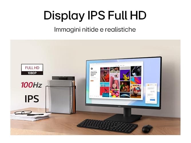LG 27MS550 Monitor 27" Full HD IPS, Altezza Regolabile, Speaker Stereo 4W, 100Hz, 1920x1080, 2x HDMI, Uscita Cuffie, Schermo Antiriflesso, Reader Mode, Flicker Safe, Nero thumbnail 3