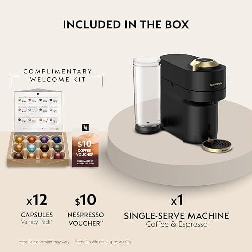 Nespresso Festive Vertuo Pop+ Coffee and Espresso Maker by Breville, Matte Black Gold thumbnail 3