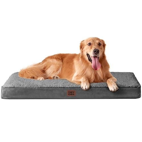 EHEYCIGA Orthopedic Dog Bed Large with Washable Cover, 91x69x9cm, Grey | Soft Fabric, Durable Oxford Fabric Lining, Supportive Foam Egg Trays, Non-slip Bottom, Removable Cover, For Crate Mat - Image 1