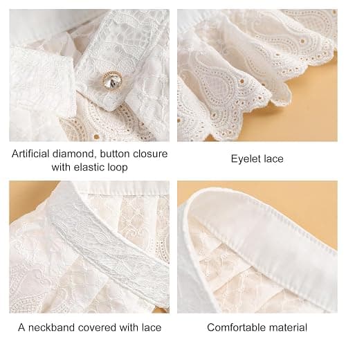 Lace Ruffle Collar White Fake Detachable Neck Costume Accessories | Women, Halloween Cosplay Party Supplies thumbnail 3