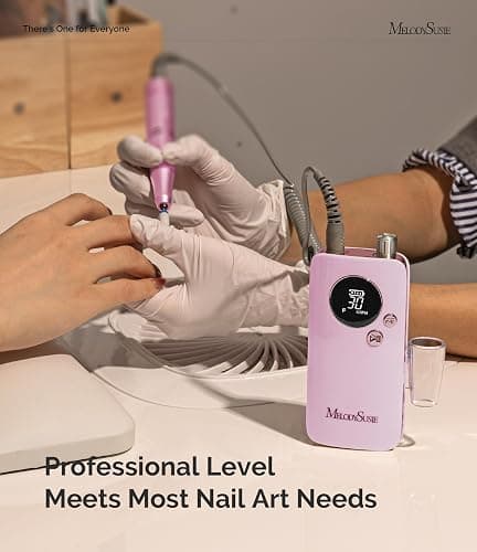 MelodySusie Clip-On SC320F Rechargeable Nail Drill 30,000 RPM for Beginners | 30000RPM, 6000mAh battery, 10-14h runtime, LED display, Low-heat motor, shapes acrylic/gel nails, safe for natural nails thumbnail 5