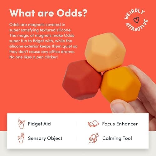 Speks Odds Soft Silicone Fidget Magnets | Silent Stress Relief Toys | Textured Magnetic Balls for Adults & Teens 14+ | Orange thumbnail 3