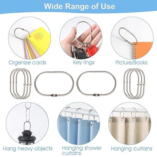 24 Pcs Shower Curtain Rings, Goowin Shower Curtain Hooks, Oval Snap Shower Rings for Curtain, Metal Shower Curtain Rings Rust Proof, Glide Smoothly Shower Hooks for Shower Curtain Rod (Matte Nickel) thumbnail 6