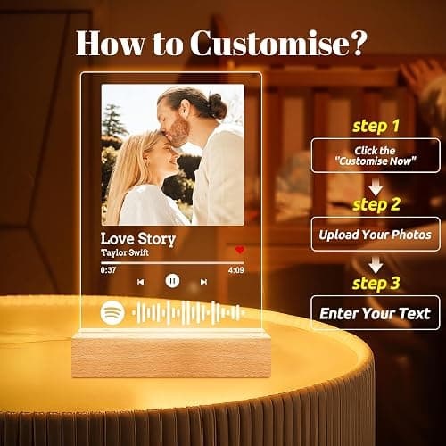 Custom Spotify Plaque, Personalised Anniversary Couple Gifts for Women Men | Personalised Acrylic Song Plaque Photo Frame, Personalised Birthday Gifts for Women Men Her Him Girlfriend Boyfriend Couple thumbnail 3