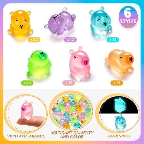 36PCS Luminous Mini Resin Capybara Miniature Capybara Figurines Glow in The Dark, Cute Tiny Capybaras Toys for Crafts Fairy Garden Landscape Capybaras Birthday Decorations (6 Style) thumbnail 4