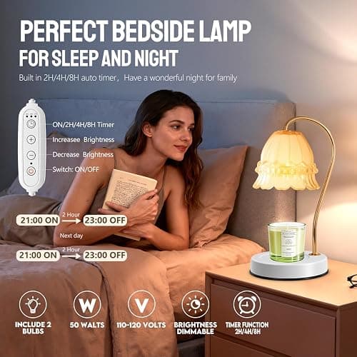 GEEZO Fragrance Candle Warmer Lamp，Electric Candle Warmer with Timer & Dimmer，Mom Christmas Birthday Gifts for Women, House Warming Gifts New Home Bedroom Decor thumbnail 3