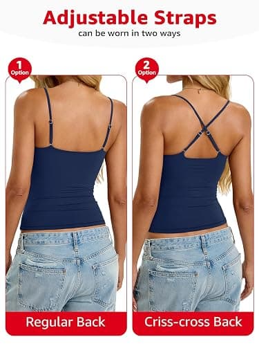 EasyGala Womens Padded Cami Tank Tops Double Lined Spaghetti Strap Built in Bra Shirts Slim Fitted Basic Summer Cloth 2026 thumbnail 4