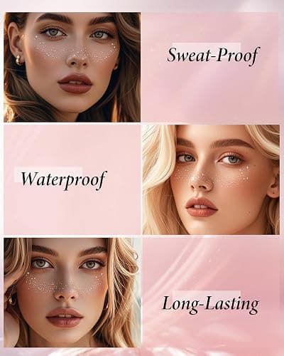 XICZH Glitter Freckles, Body and Face Glitter Makeup Patches for Women Girls, Waterproof Festival Rave Accessories fit Country Concert Outfits (Silver - 10 pcs) thumbnail 6
