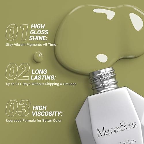 MelodySusie Thick Sage Green Gel Nail Polish,0.5fl oz Nails Soak Off UV LED Grass Gray Green Gel Polish Gift for Women Nail Art Manicure Salon DIY Nail Design Decoration at Home-A1309 thumbnail 2