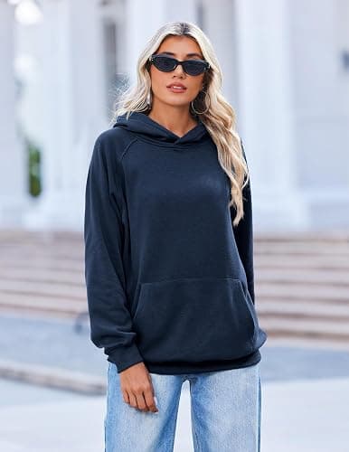 Zeagoo Womens Oversized Hoodies Pullover Fleece Hooded Sweatshirt Trendy | Comfort Hoodie, Womens Fall Clothes, Kangaroo Pocket, Raglan Sleeves, Long Sleeve, Solid Color, Casual, Winter, Midweight thumbnail 3