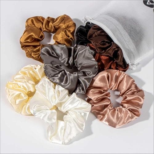 KEAH Pack of 8 Silk Scrunchies - No Crease Satin Scrunchies for Women & Girls, Suitable for All Hair Types - Trendy Colours, Strong Hold With Storage Bag - Image 1