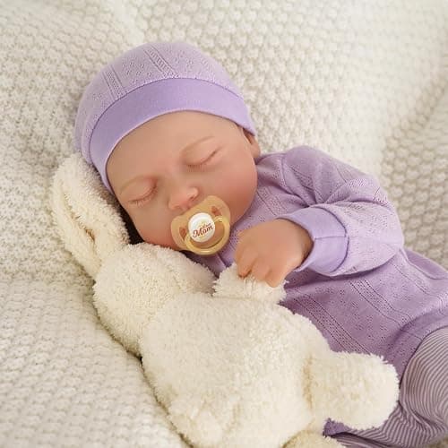 JIZHI Reborn Dolls 20 inch Softness Body Lifelike-Newborn Baby Dolls Sleeping dolls girls with Clothes and Toy Accessories Gift for Kids Age 3+,Purple thumbnail 4