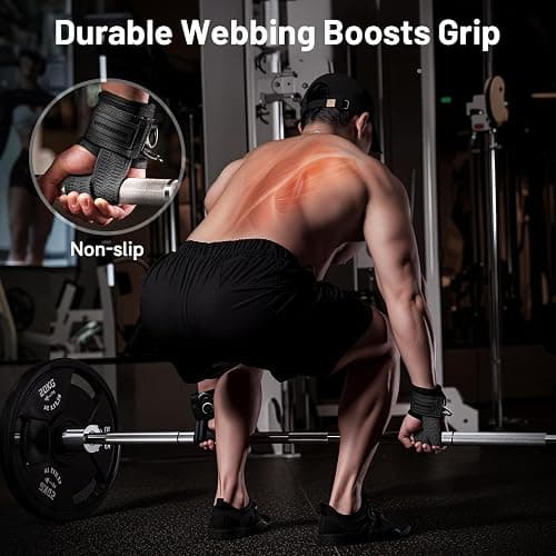MANUEKLEAR Non-Slip Wrist Straps for Weightlifting Deadlifting, Gym Lifting Straps with D Rings for Cable Machine Workout, 10mm Neoprene Padded Weight lifting Wrist Wraps for Men Women thumbnail 4