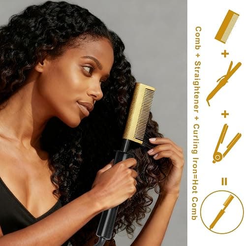 DAN 450°F Hot Comb for Natural Black Hair,Electric hot Comb for Wigs | *Ceramic Technology *30sec Fast heating *High and low switch *Dual voltage thumbnail 6